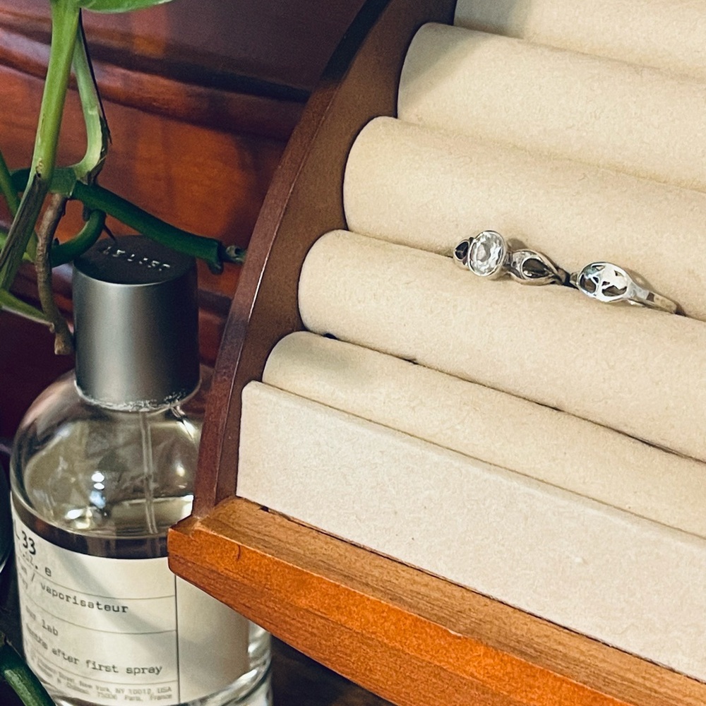 Elegant white topaz and sterling Silver Rings